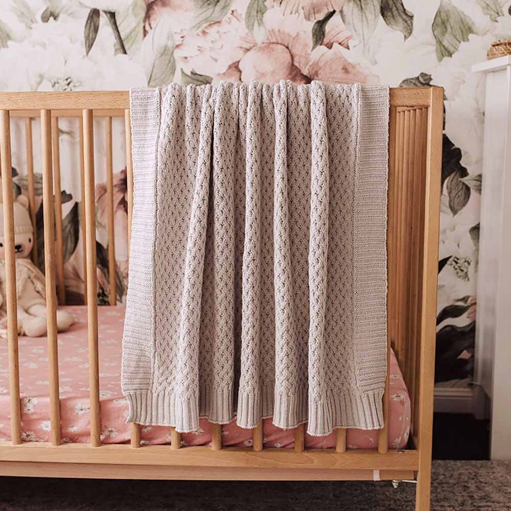 Moon - Snugly 100% Cotton Knitted Baby Blanket (Grey) main image 0