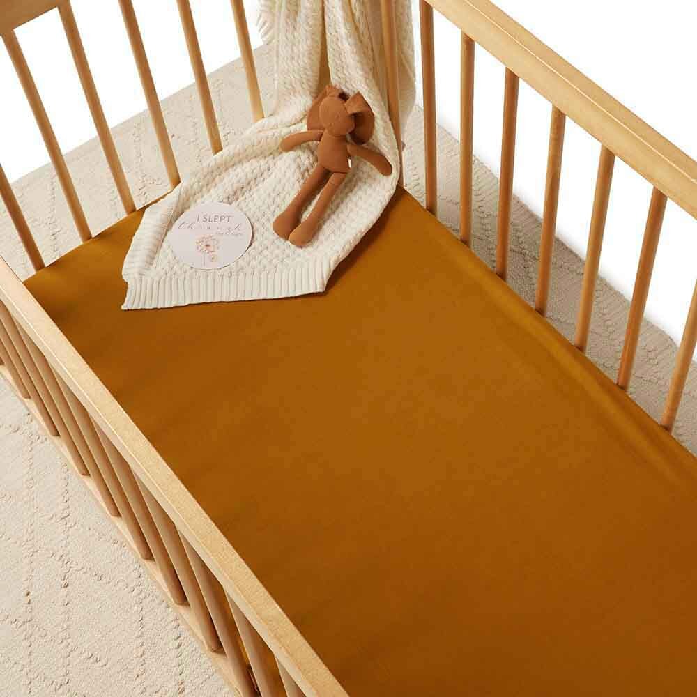 Mustard Fitted Baby Cot Sheet Snuggle Hunny