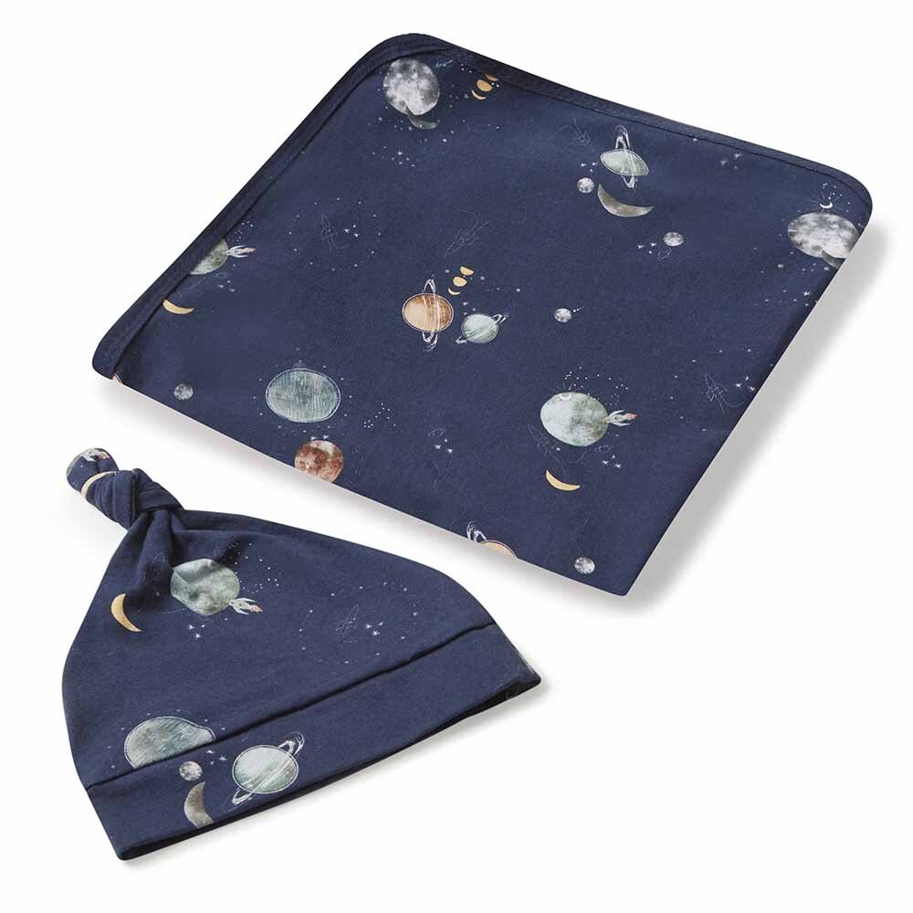 Enchanted Baby Jersey Wrap & Beanie Set