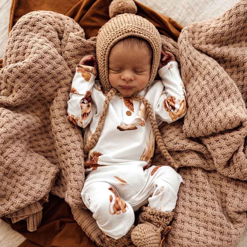 Beary Cute Organic Knitted Jacquard Growsuit