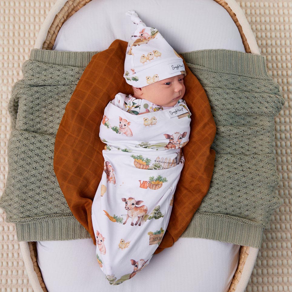 Farm Organic Snuggle Swaddle & Beanie Set Snuggle Hunny