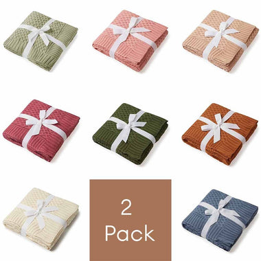 2 Pack Diamond Knit Organic Baby Blanket-Snuggle Hunny