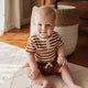 Biscuit Stripe Short Sleeve Organic Bodysuit - Thumbnail 4