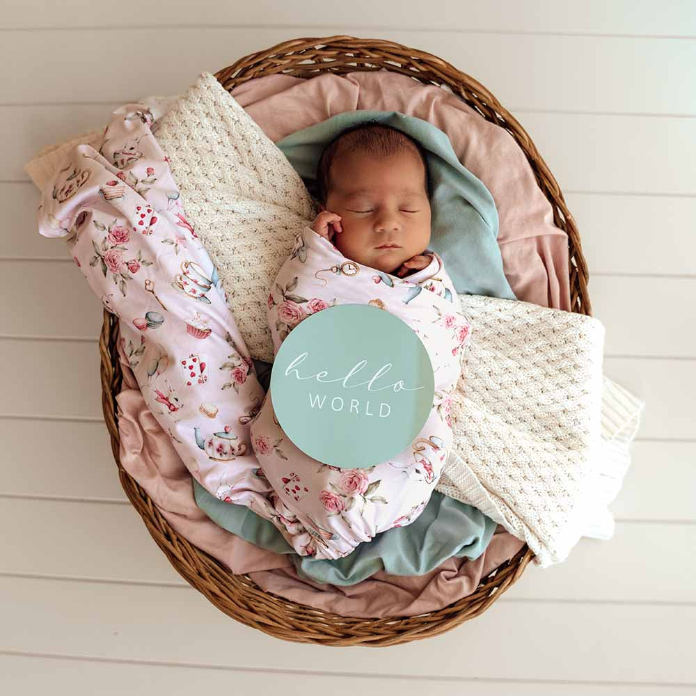 Alice’s Tea Party Organic Jersey Wrap & Topknot Set - View 4