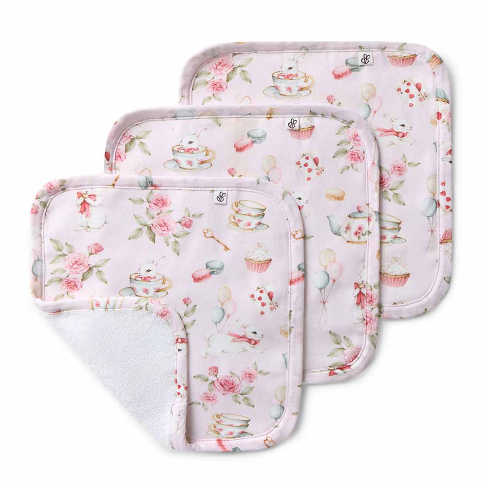 Alice’s Tea Party Organic Wash Cloths - 3 Pack - View 1