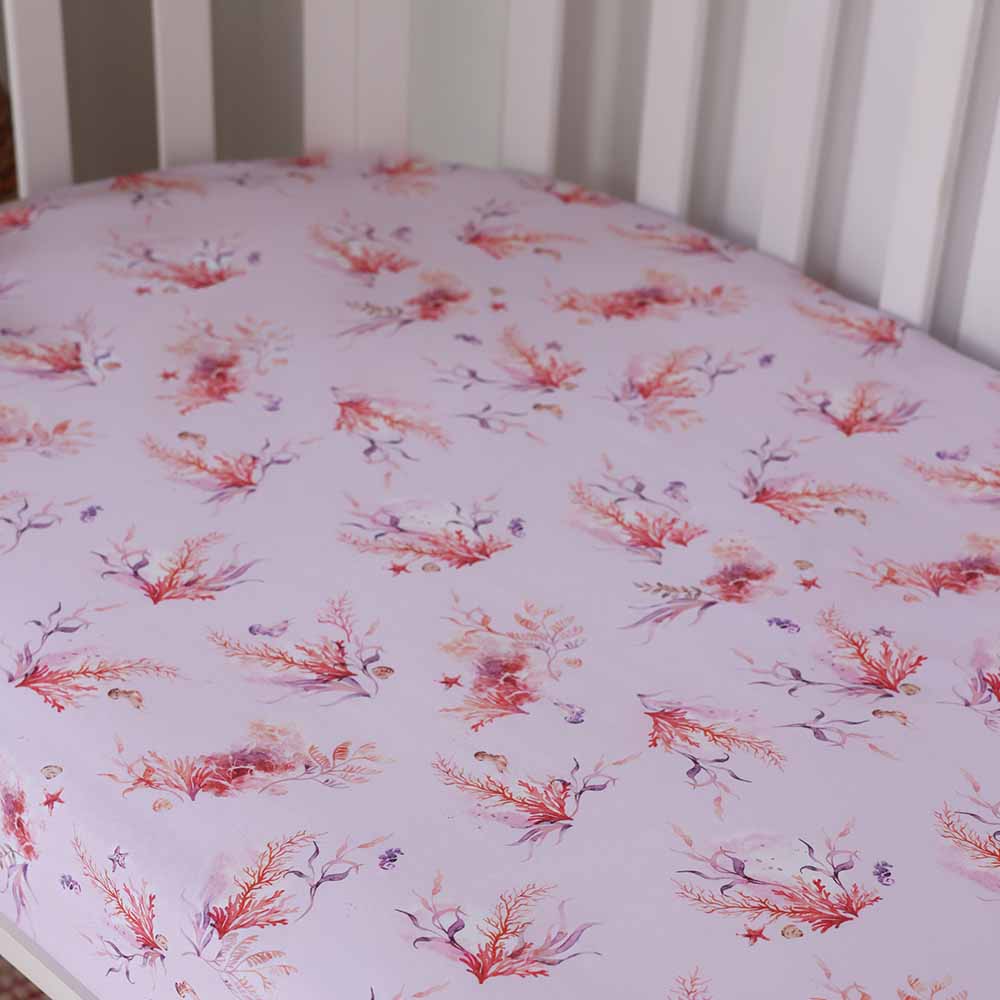 Coral Organic Fitted Cot Sheet - View 3