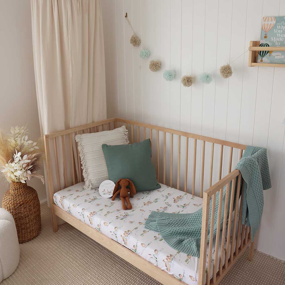 Duck Pond Organic Fitted Cot Sheet - View 2