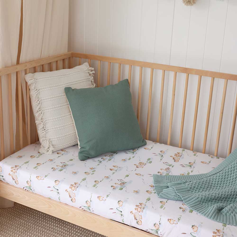 Duck Pond Organic Fitted Cot Sheet - View 6