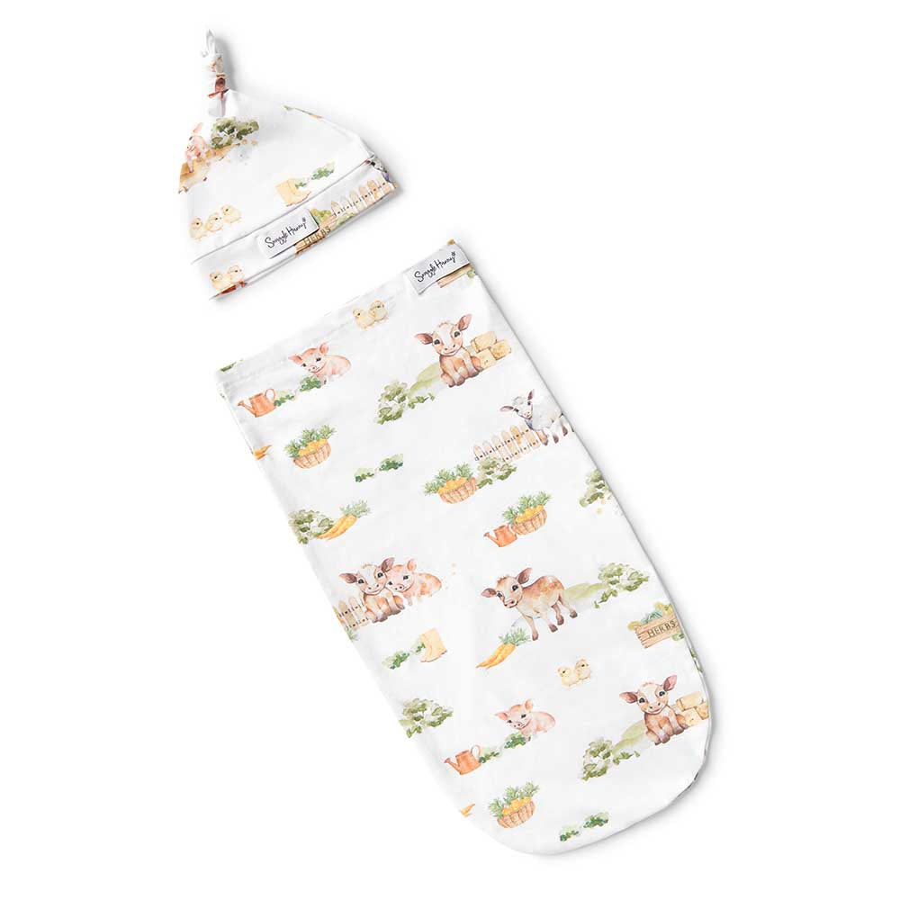 Farm Organic Snuggle Swaddle & Beanie Set - View 2