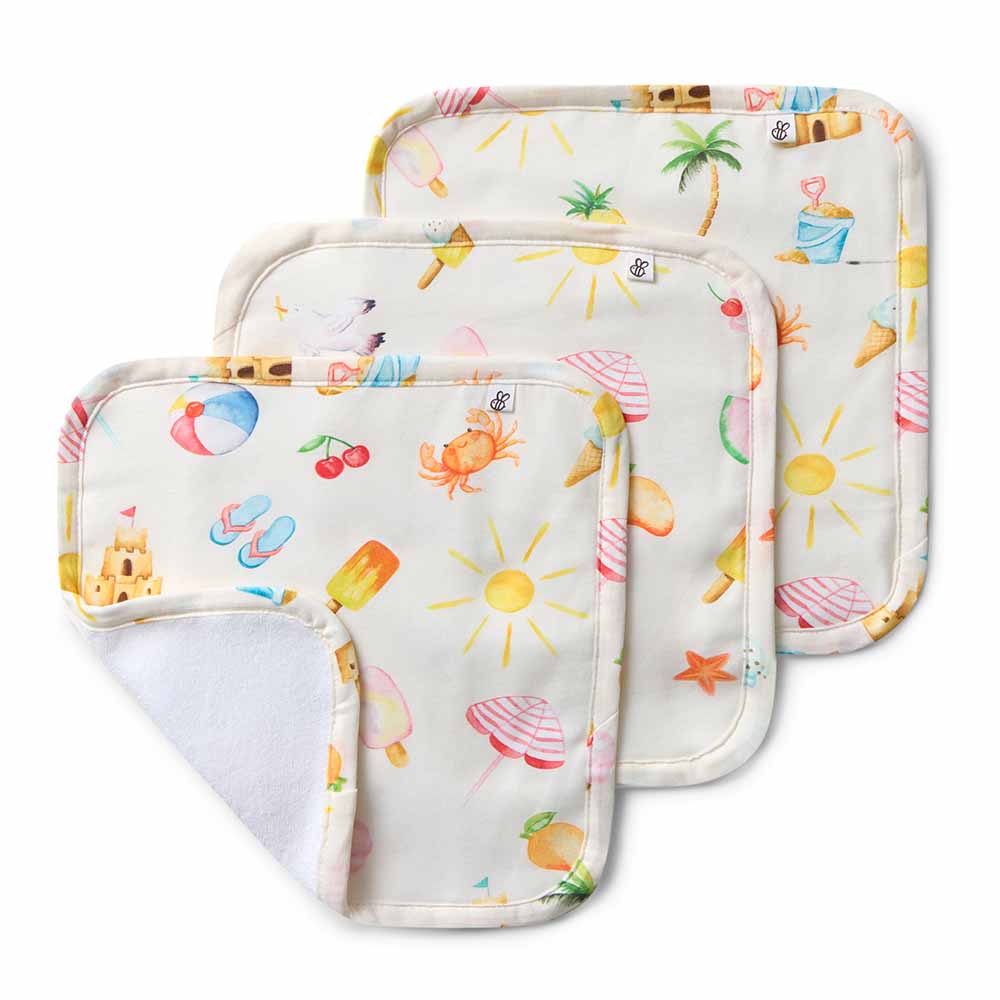 Beach Fun Organic Wash Cloths - 3 Pack - View 1