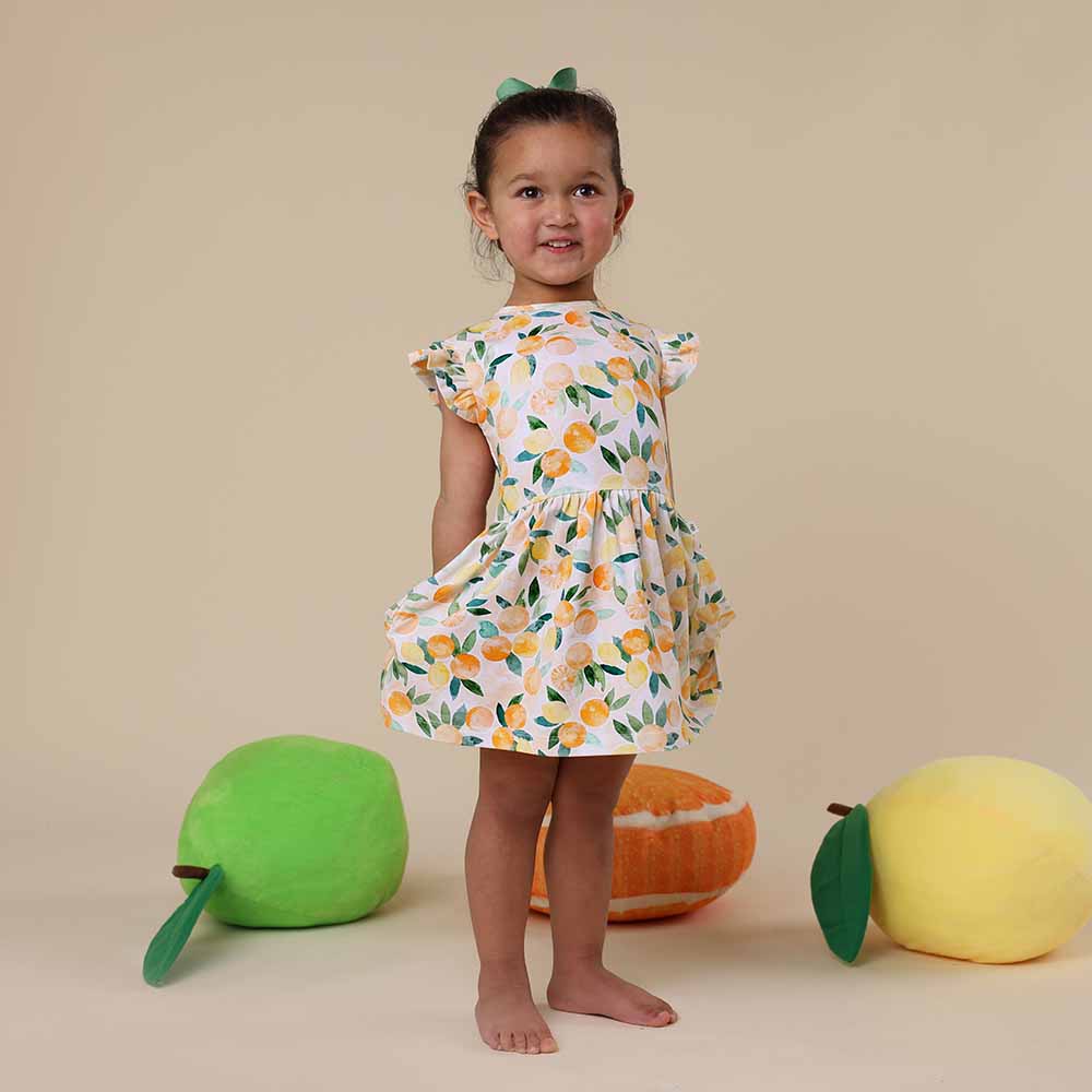 Sunny Citrus Short Sleeve Organic Dress - View 7