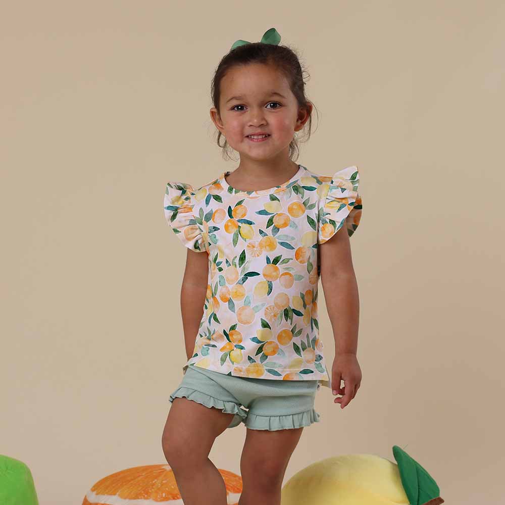 Sunny Citrus Organic T-Shirt with Frill - View 1