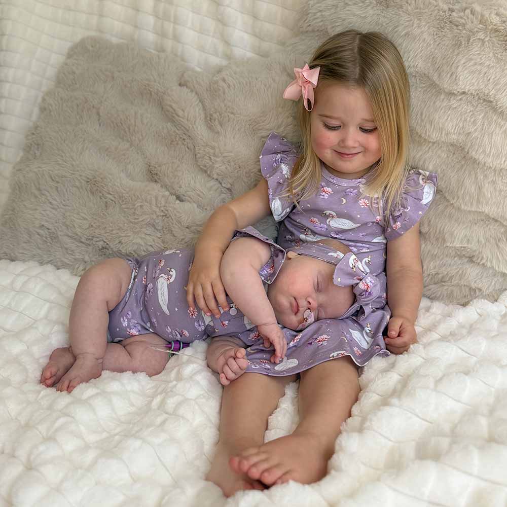 Swan Lake Short Sleeve Organic Bodysuit with Frill - View 16