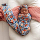 Vintage Blossom Organic Jersey Wrap & Topknot Set - Thumbnail 1