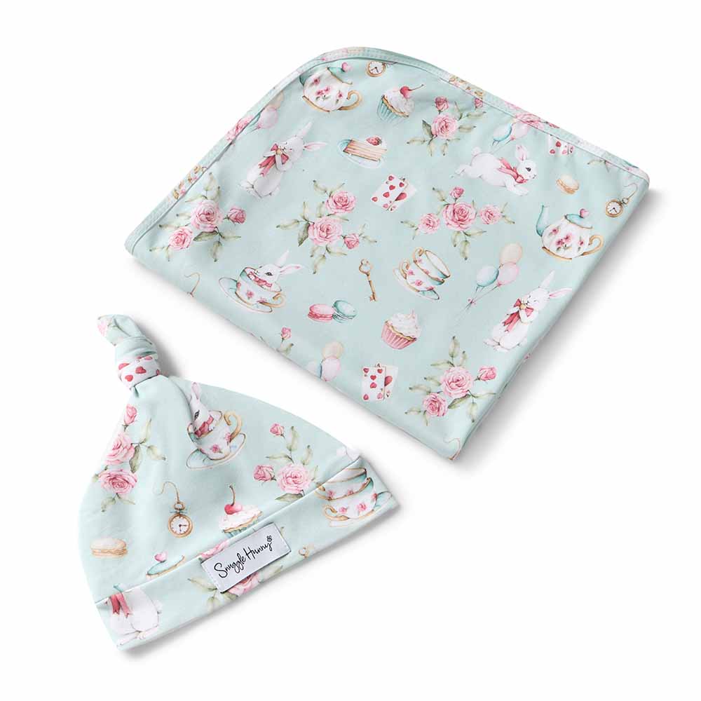White Rabbit Organic Jersey Wrap & Beanie Set - View 2