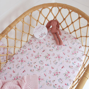 Alice's Tea Party Organic Bassinet Sheet | Snuggle Hunny