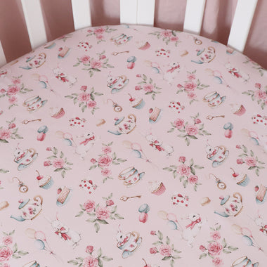 Alice's Tea Party Organic Cot Sheet | Snuggle Hunny