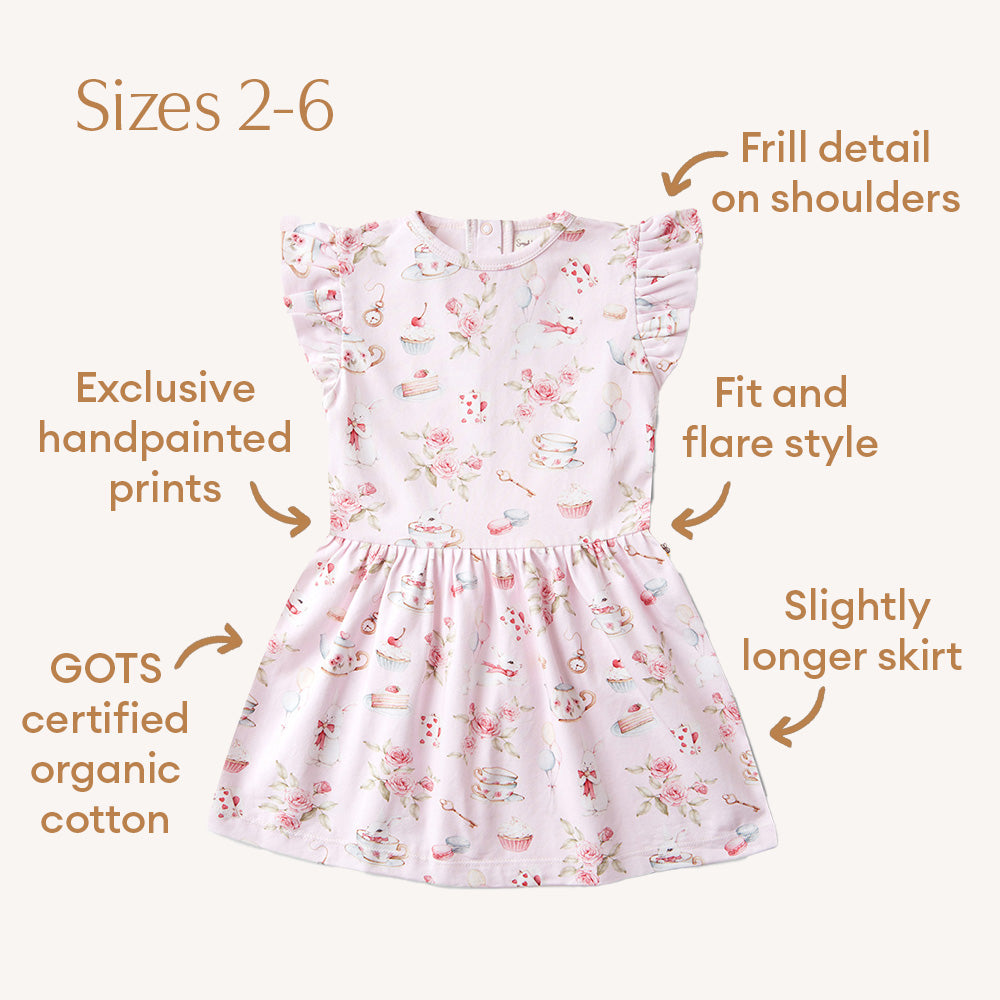 Alice’s Tea Party Short Sleeve Organic Dress - View 7