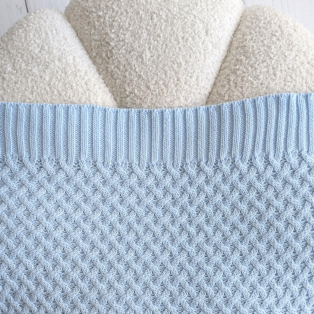 Baby Blue Diamond Knit Organic Baby Blanket - View 6