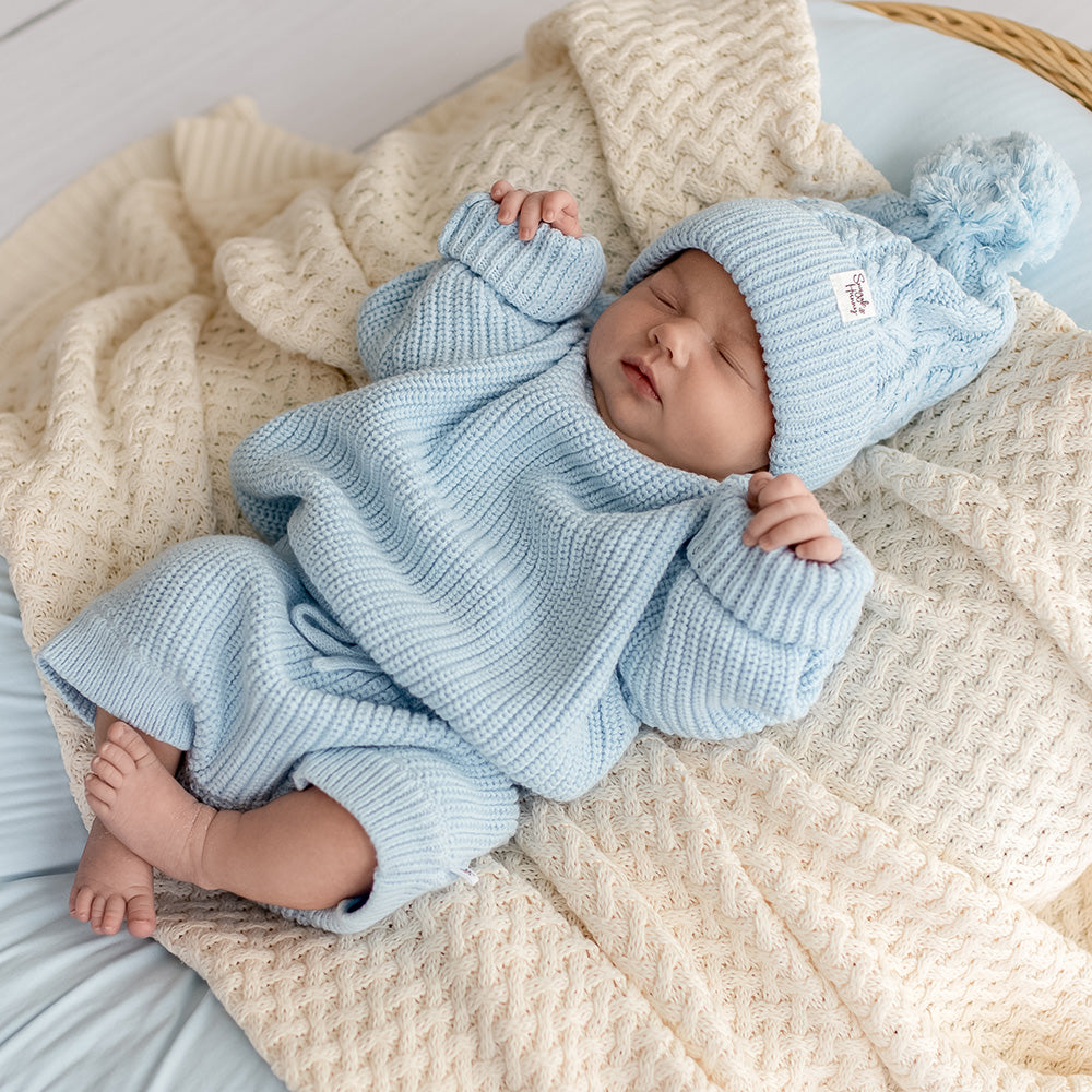 Baby Blue Oversized Cotton Knit Jumper - View 15