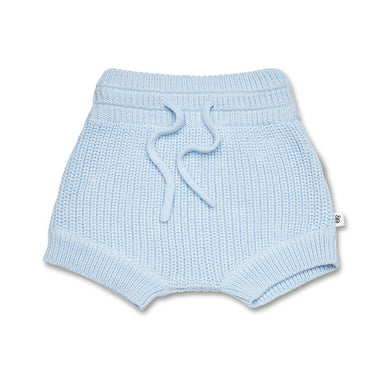Baby Blue Organic Cotton Knit Shorts | Snuggle Hunny