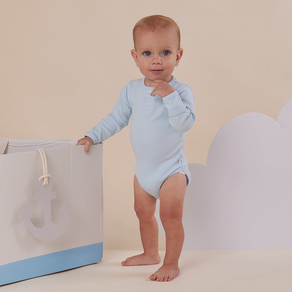 Baby Blue Long Sleeve Organic Bodysuit - View 6