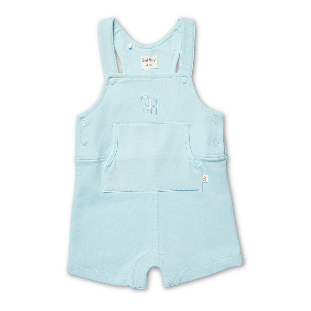 Baby Blue Organic Joey Overall Shorts - View 2