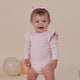 Baby Pink Long Sleeve Organic Bodysuit with Frill - Thumbnail 1