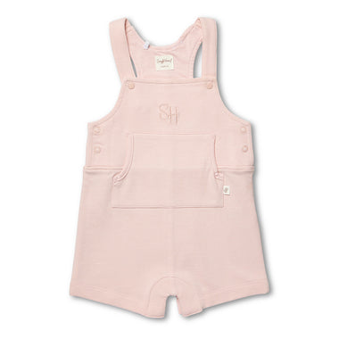 Baby Pink Organic Joey Overall Shorts | Snuggle Hunny