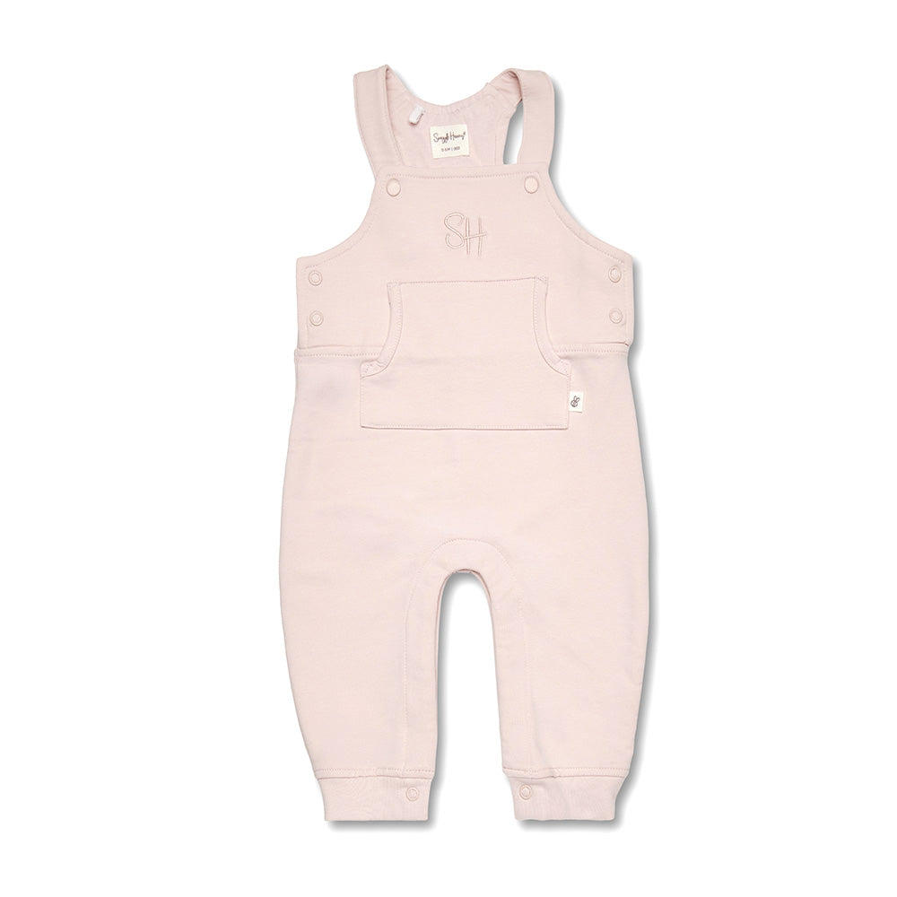 Baby Pink Organic Joey Overalls - View 2