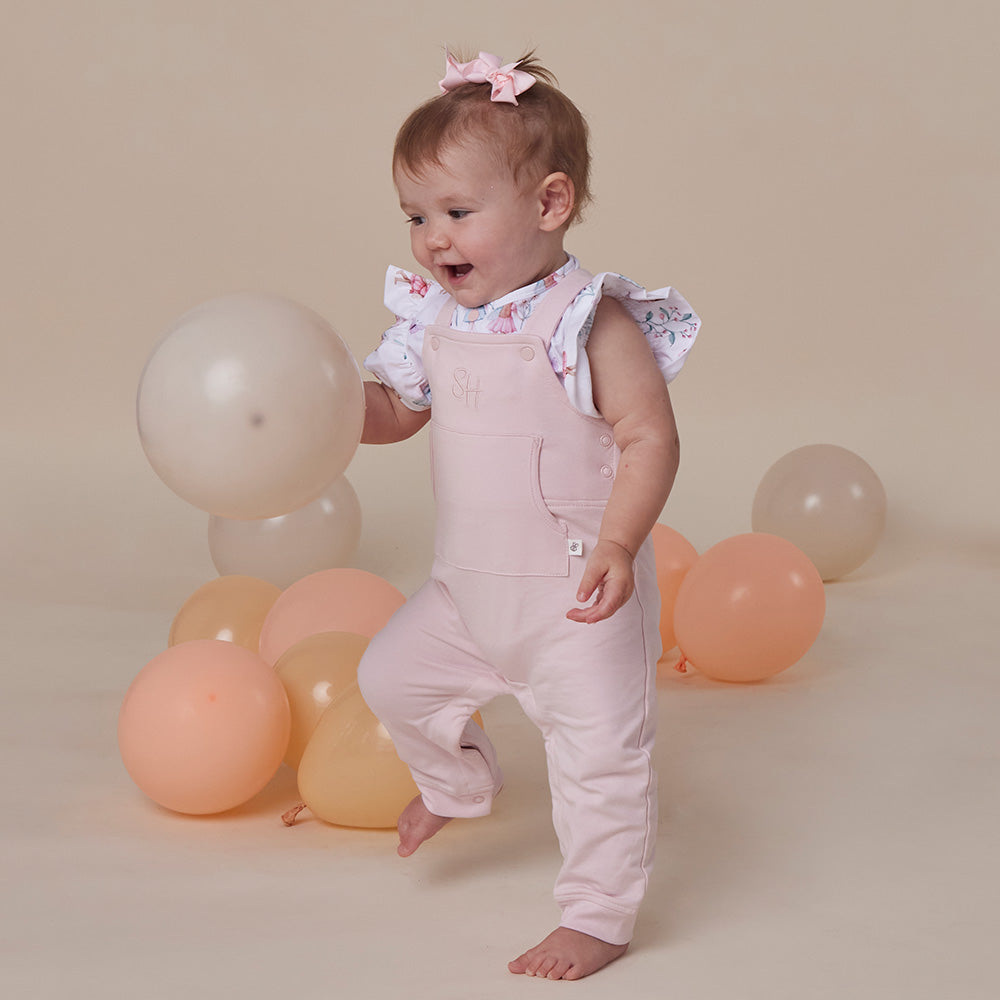 Baby Pink Organic Joey Overalls - View 1