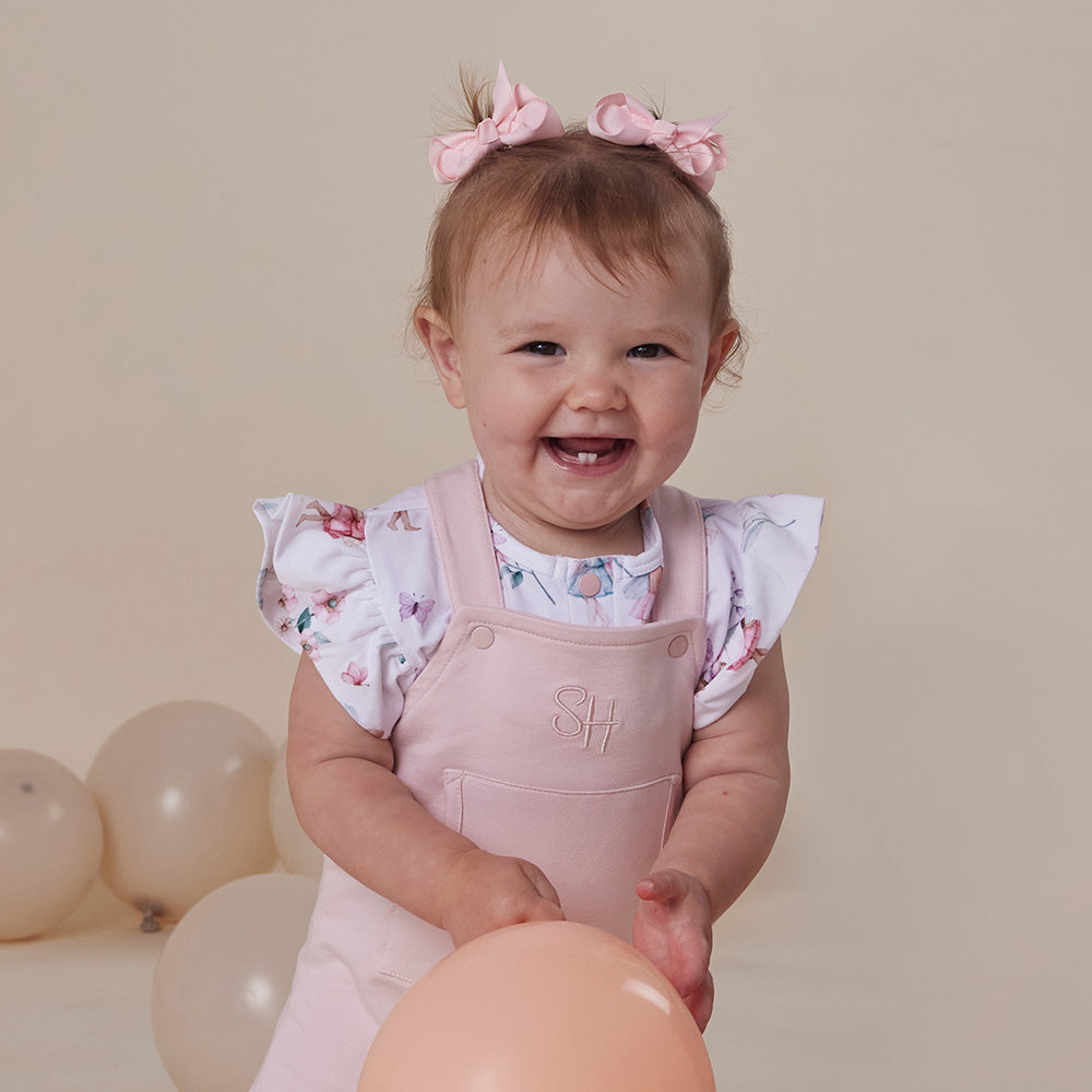 Baby Pink Organic Joey Overalls - View 3