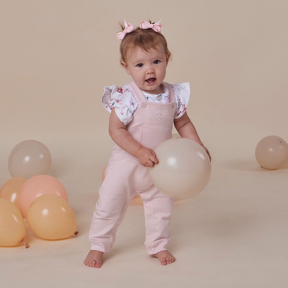 Baby Pink Organic Joey Overalls - View 6