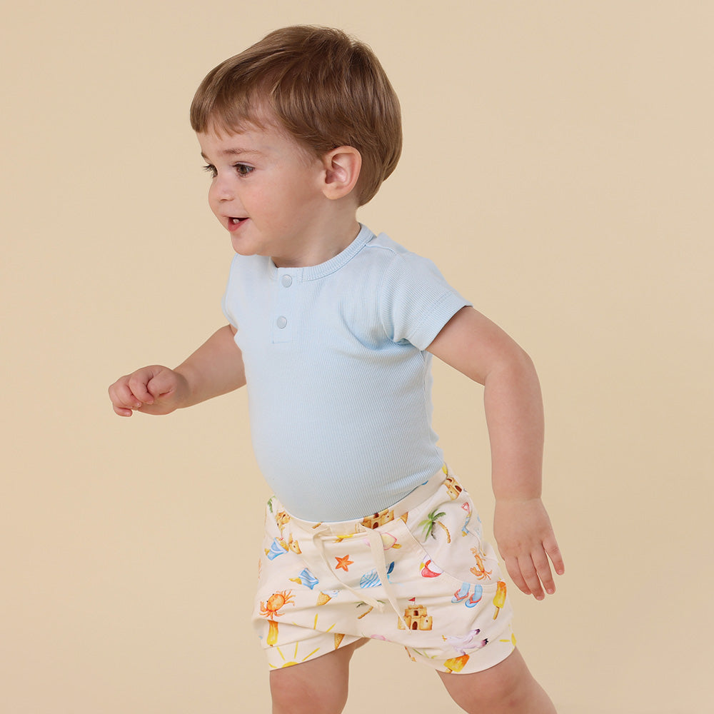 Baby Blue Short Sleeve Organic Bodysuit - View 10