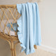 Baby Blue Ruffle Knit Organic Baby Blanket - Thumbnail 1