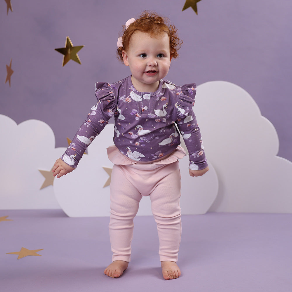 Baby Pink Organic Pants with Frill - View 1