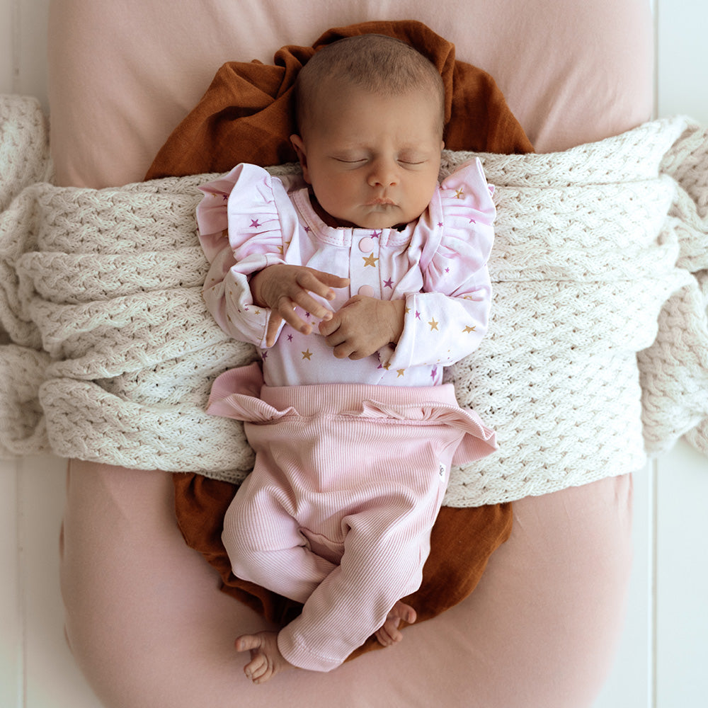 Baby Pink Organic Pants with Frill - View 3