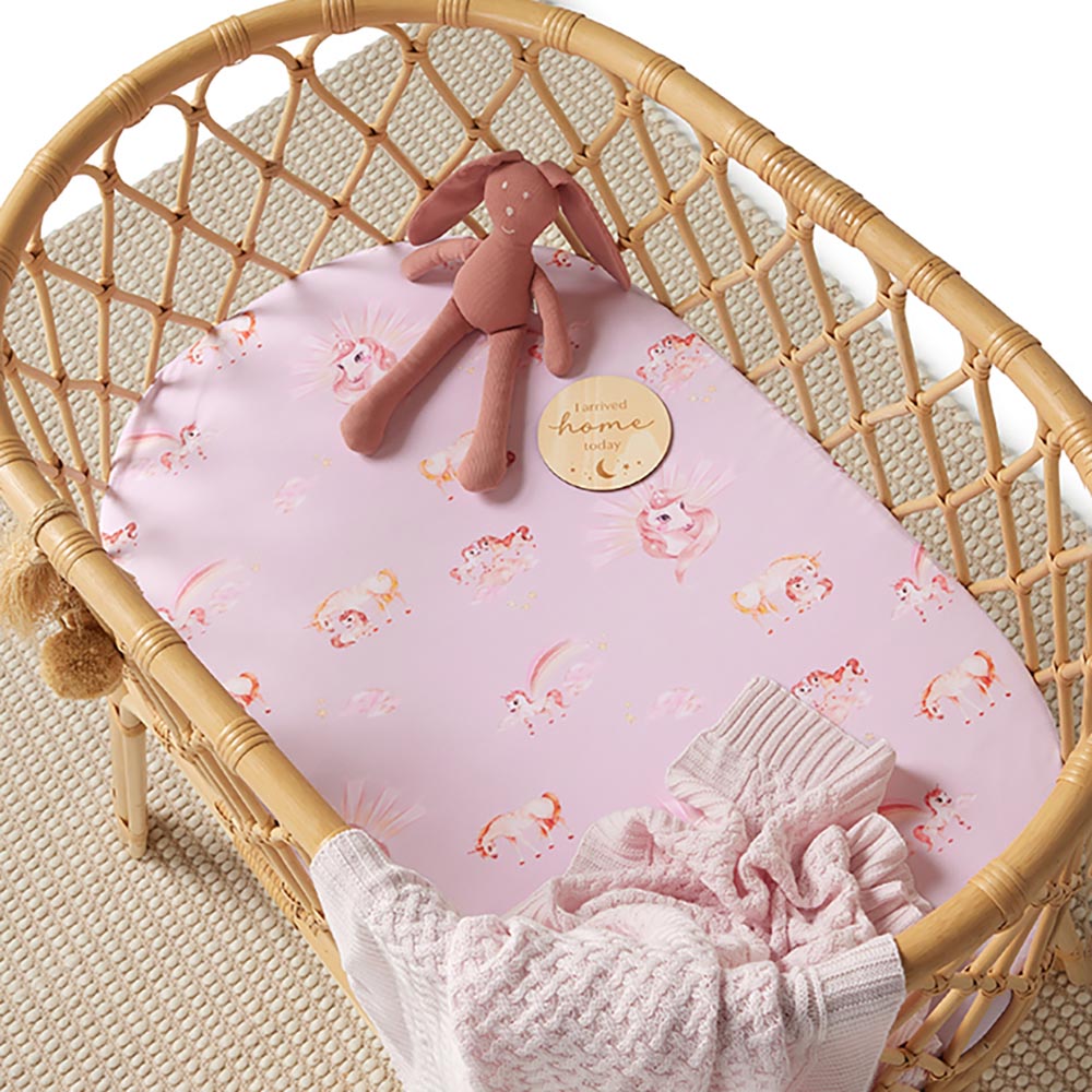 Unicorn Organic Bassinet Sheet / Change Pad Cover - View 1