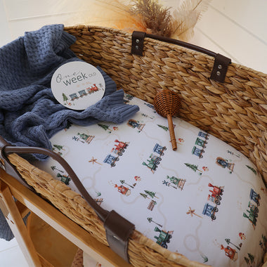 Trains Organic Bassinet Sheet / Change Pad Cover | Snuggle Hunny