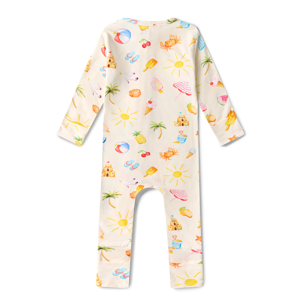 Beach Fun Organic Snugglesuit Convertible Romper - View 10