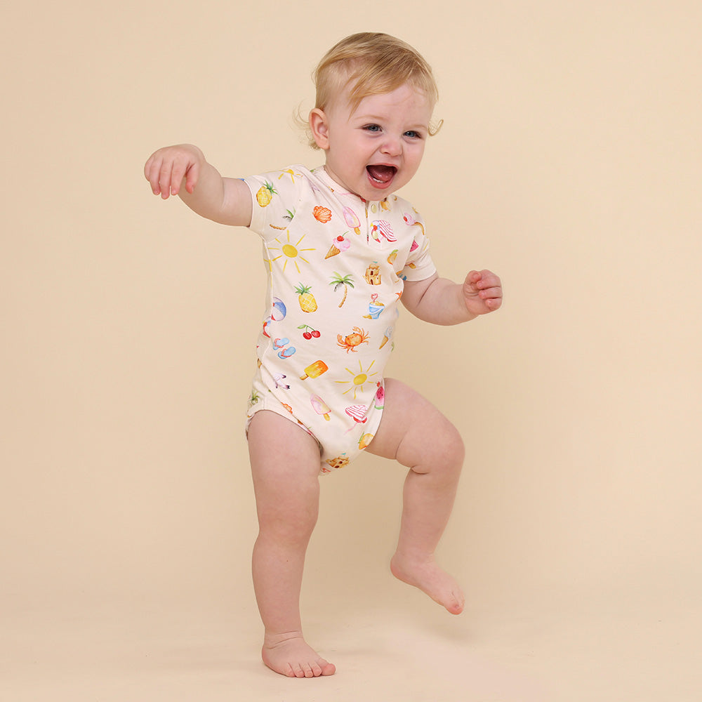 Beach Fun Short Sleeve Organic Bodysuit - View 3