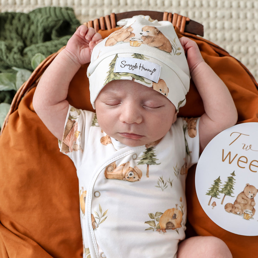 Bears Short Sleeve Organic Kimono Bodysuit - View 4