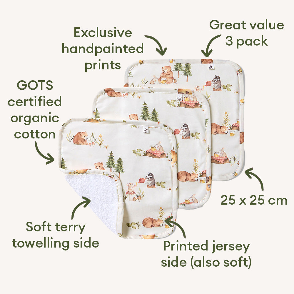 Bears Organic Wash Cloths - 3 Pack - View 2