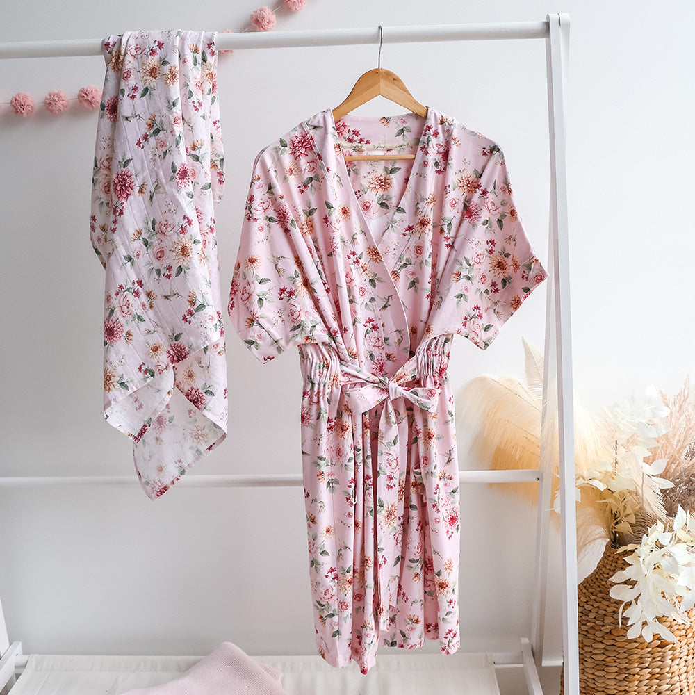 Birds & Blooms Organic Maternity Robe - View 1