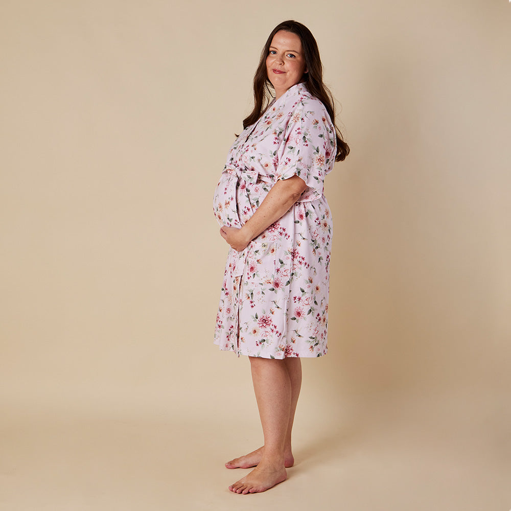 Birds & Blooms Organic Maternity Robe - View 5
