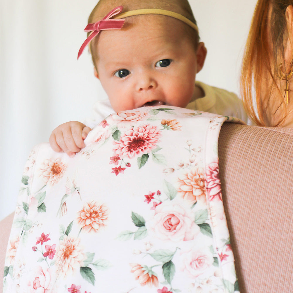 Birds & Blooms Organic Cotton Burp Cloth - View 7
