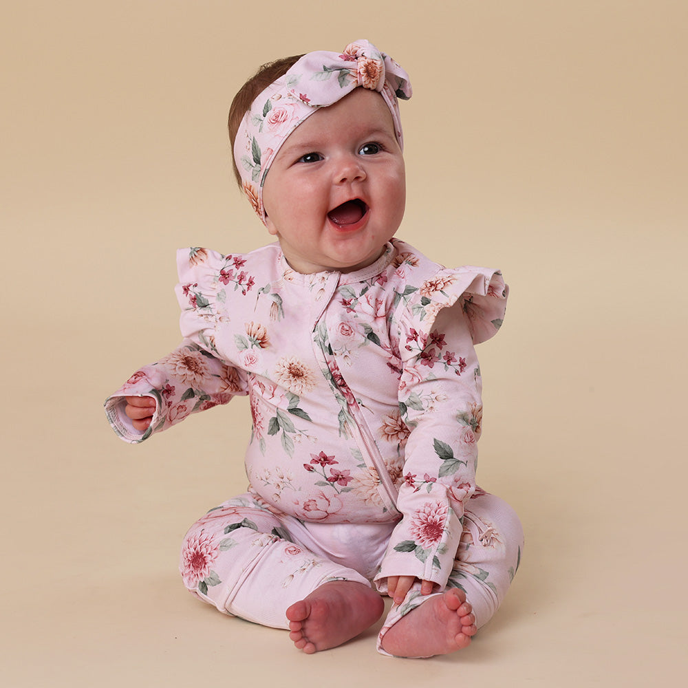 Birds & Blooms Organic Snugglesuit Convertible Romper with Frill - View 1