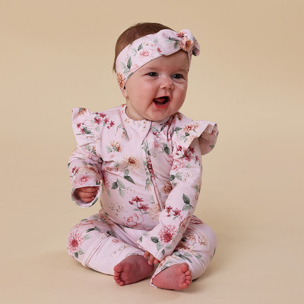 Birds & Blooms Organic Snugglesuit Convertible Romper with Frill - View 8