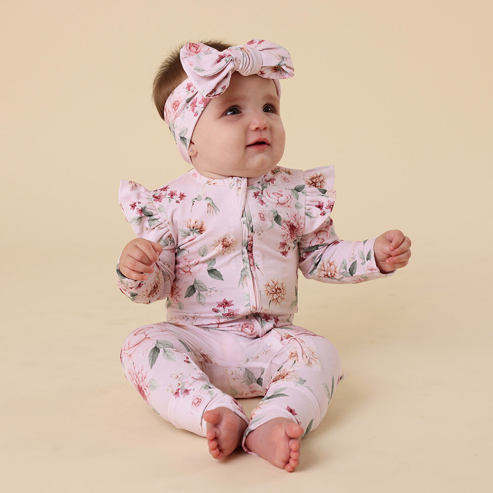 Birds & Blooms Organic Snugglesuit Convertible Romper with Frill - View 9