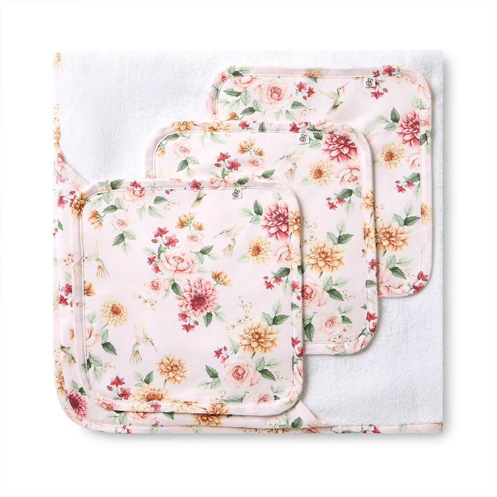 Birds & Blooms Organic Baby Towel & Wash Cloth Set - View 1